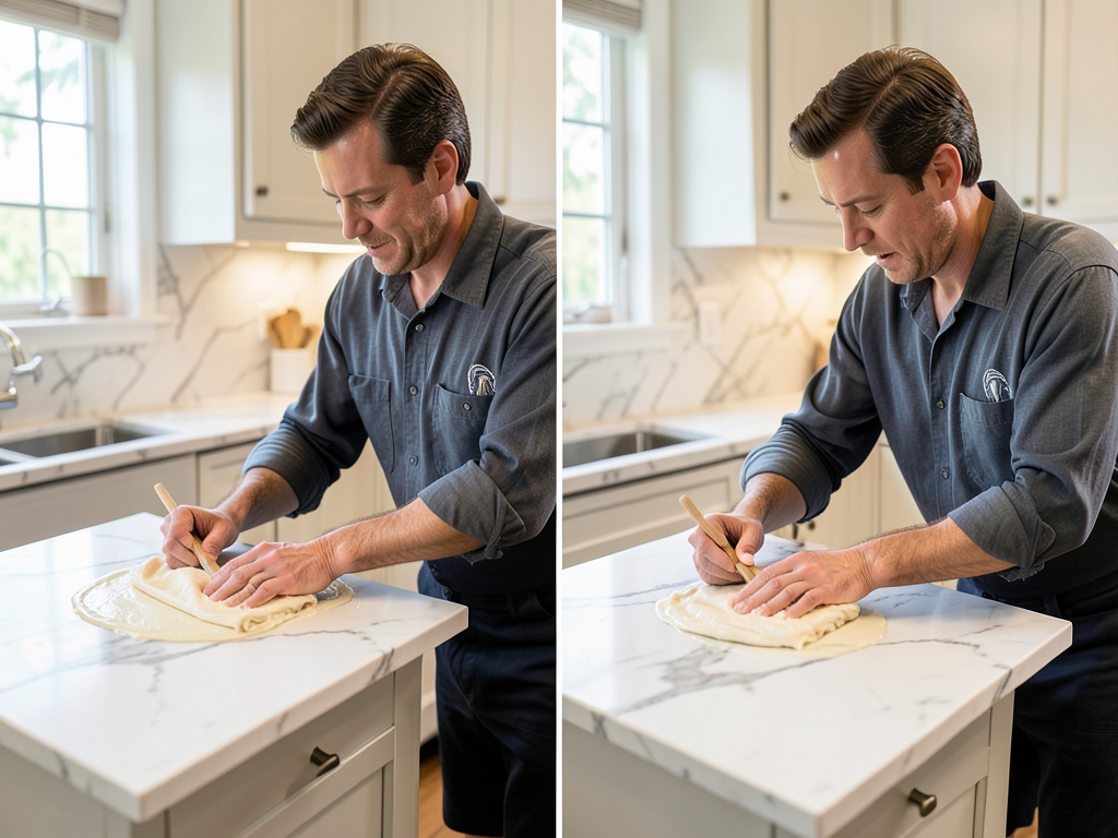 Removing water stains from high end marble and sto